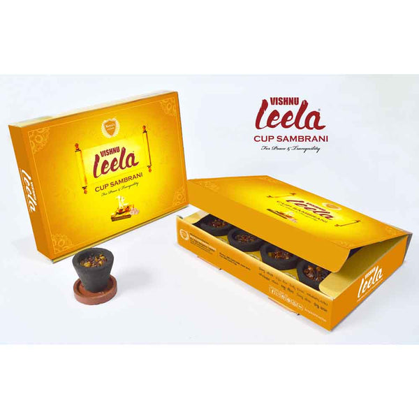 Vishnu Leela Cup Sambrani (12 Pcs) – Instant Dhoop for Peaceful Puja