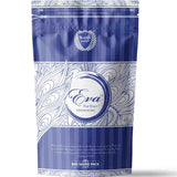 Koya's Eva premium incense big saver pack in a large, royal blue resealable zipper pouch. The packaging features an elegant, flowing white line-art design, the Koya's Agarbatti crest, and text describing its mystic aroma for a peaceful atmosphere.