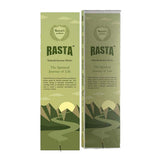 Box of Koya’s Rasta incense sticks in green packaging featuring a mountain and river design with the tagline “The Spiritual Journey of Life.” The label highlights natural ingredients and a calming fragrance for everyday use.